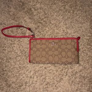Coach Brown & Red Signature Wallet